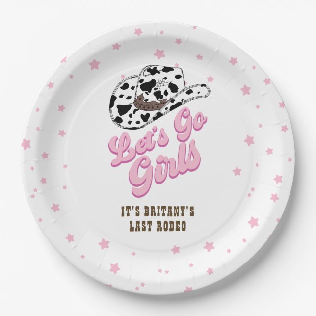 Pink Let's Go Girls Nashville Cowgirl Bachelorette Pappteller (Vorderseite)