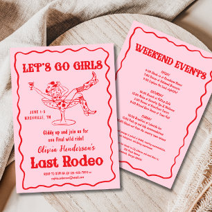 Pink Let's Go Girls Nashville Junggeselinnen-Absch Einladung