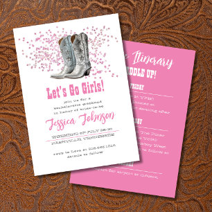 Pink Let's Go Girls Western Junggesellinnenabschie Einladung