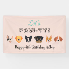 Pink Let's Paw-ty Girl Hund Geburtstagsparty Banner