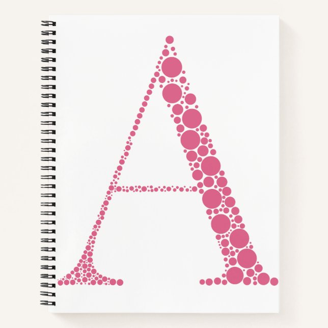 Pink Letter A Journal – Minimal Aesthetic Notebook Notizbuch (Vorderseite)