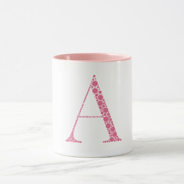 Pink Letter A Mug – Minimal Circle Monogram Design Tasse (Zentrum)