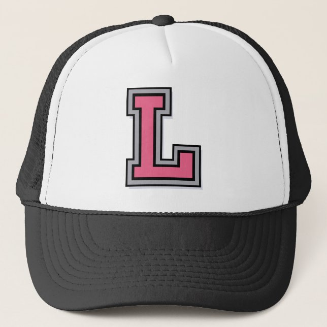 Pink Letter 'L' Truckerkappe (Vorderseite)