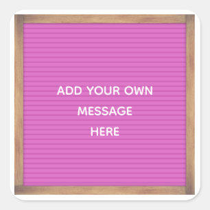Pink Letterboard Marquet Benutzerdefinierte Meldun Quadratischer Aufkleber