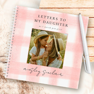 Pink Letters to My Daughter Keepake Gingham Foto Notizbuch