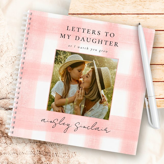 Pink Letters to My Daughter Keepake Gingham Foto Notizbuch (Von Creator hochgeladen)