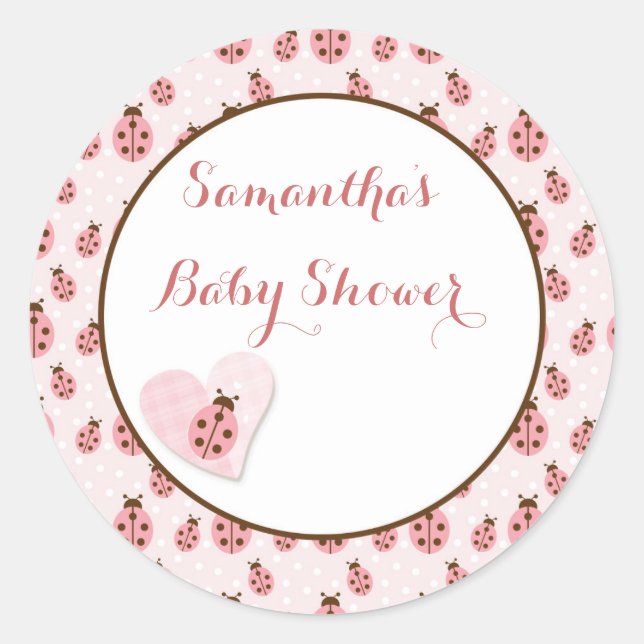 Pink Liebe Bug, Baby Girl Runder Aufkleber (Vorderseite)