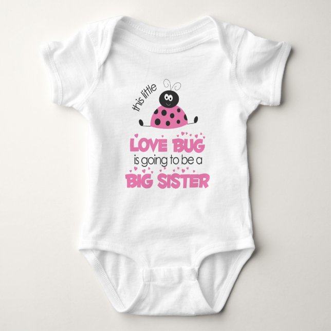 Pink Liebe Bug Big Sister Baby Strampler (Vorderseite)