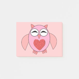 Pink Liebe Heavy Owl Post es notiert Pad Post-it Klebezettel