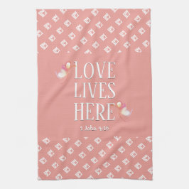 Pink | LIEBE LEBT HIER | Stilvoll anpassbar Geschirrtuch