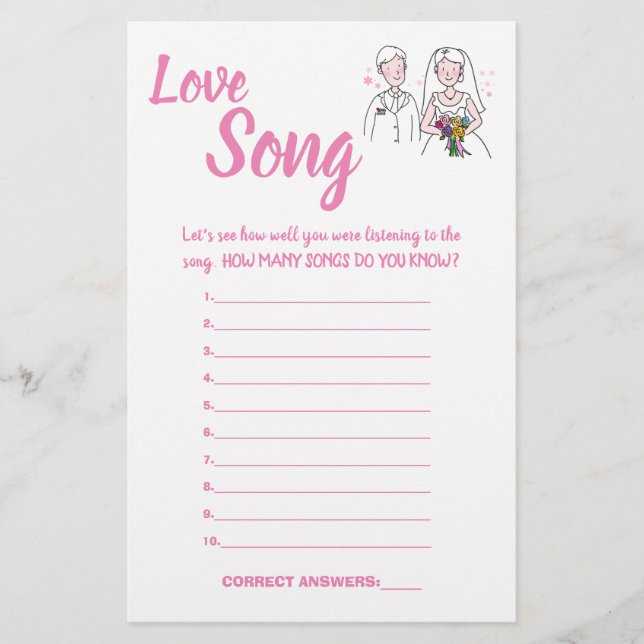 PINK LIEBE, LIEBE SONG SHOWER SPIELKARTE FLYER (Vorne)