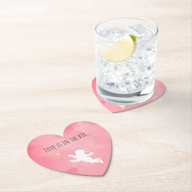 Pink Liebe Tennis Cupid Untersetzer (Vor Ort)