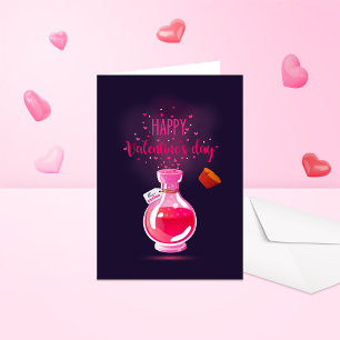 Pink Liebe Tränke Happy Valentine Day Faltcard Karte