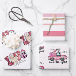 Pink Liebe Weihnachtswrapping Paper Geschenkpapier Set