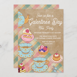 Pink Light Blue Feminine Galentine Tea Party Einladung