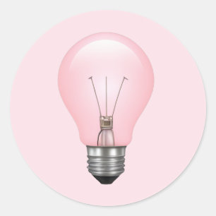 Pink Light Bulb Emoji Runder Aufkleber