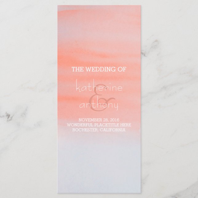 Pink Light Watercolor Swash Wedelprogramme Programm (Vorderseite)