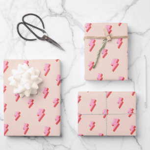 Pink Lightning Bolt Pattern Geschenkpapier Set
