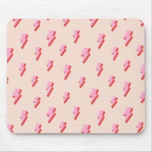 Pink Lightning Bolt Pattern Mousepad