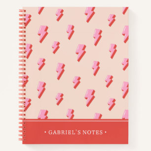 Pink Lightning Bolt Pattern   PERSONALISIERT Notizbuch