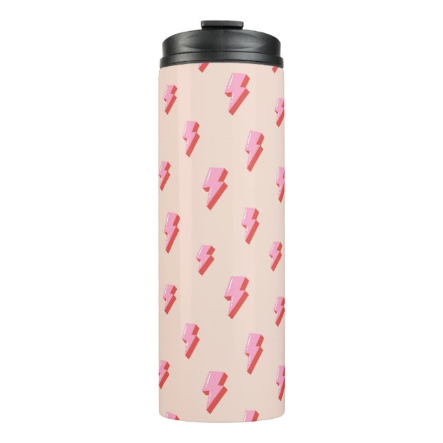 Pink Lightning Bolt Pattern Thermosbecher (Vorderseite)