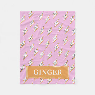 Pink Lightning Bolt Pop Art Monogram Pet Fleecedecke