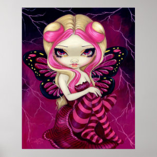 Pink Lightning Fantasy Fantasy Fee Print Poster