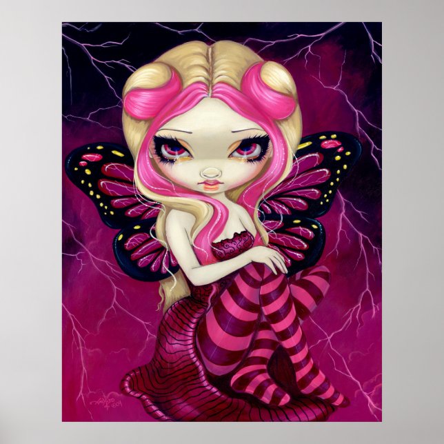 Pink Lightning Fantasy Fantasy Fee Print Poster (Vorne)