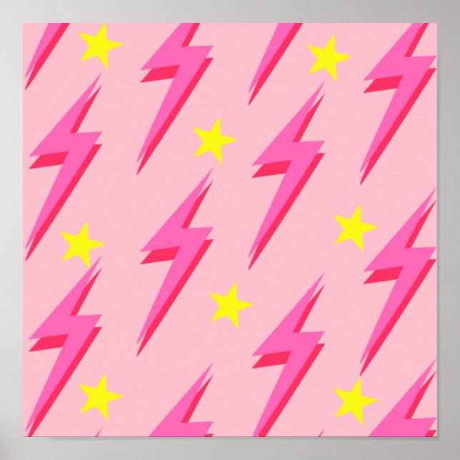 Pink Lightning Pattern Poster für fette Wanddekora (Vorne)