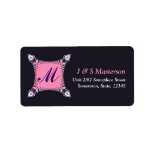 Pink+Lila Art Lace Monogram Address Label Adressaufkleber
