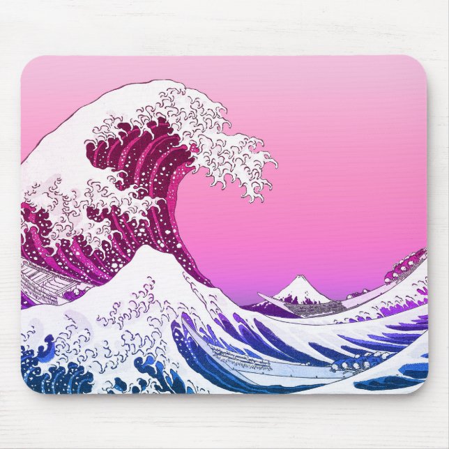 Pink Lila Ästhetik Großer Wave Maus Pad Mousepad (Vorne)