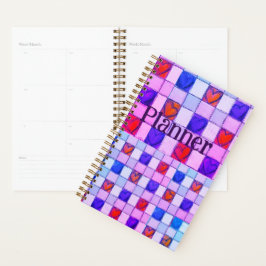 Pink lila Blue Gingham Herzplaner Planer