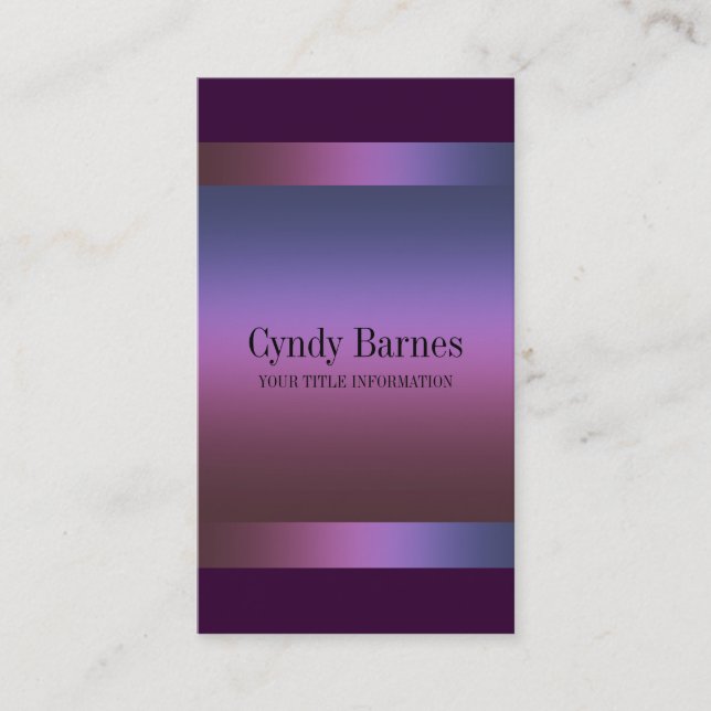 Pink Lila Blue Gradient auf Plum Business Card Visitenkarte (Vorderseite)