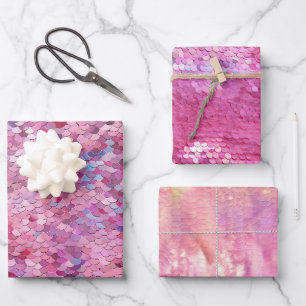 Pink Lila Blue Mermaid Geschenkpapier Set