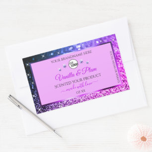 Pink Lila Blue Ombre Glitzer Logo Produktkennzeich Rechteckiger Aufkleber