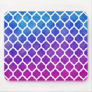 Pink Lila Blue Ombre Marokkanisches Gitter Mousepad