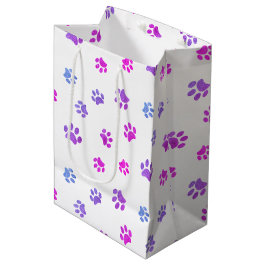 Pink Lila Blue Paw Prints Muster Mittlere Geschenktüte