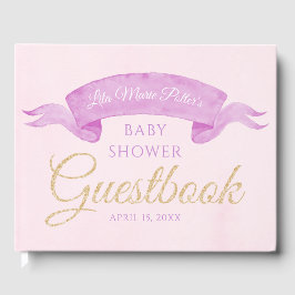 Pink & Lila Butterfly Baby Showbook Gästebuch
