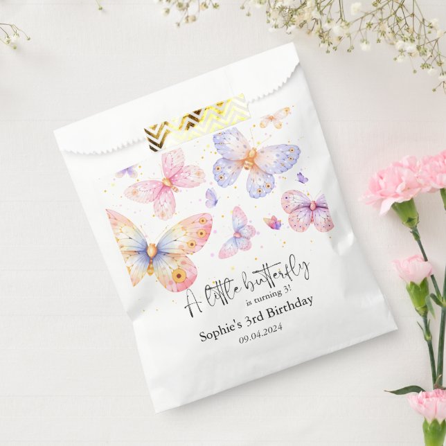 Pink Lila Butterfly Girl All Ages Geburtstag Geschenktütchen (Versiegelt)