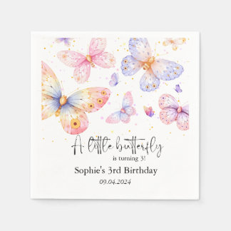 Pink Lila Butterfly Girl All Ages Geburtstag Serviette
