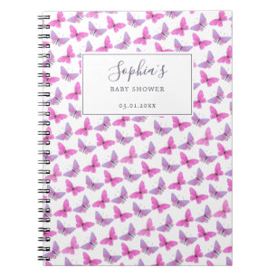 Pink Lila Butterfly Guestbook Notizblock