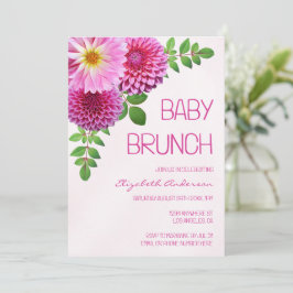 Pink Lila Dahlia Girl Baby Brunch Einladung