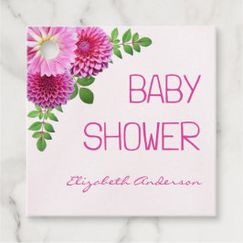 Pink Lila Dahlia Girl Babydusche Geschenkanhänger