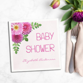 Pink Lila Dahlia Girl Babydusche Serviette