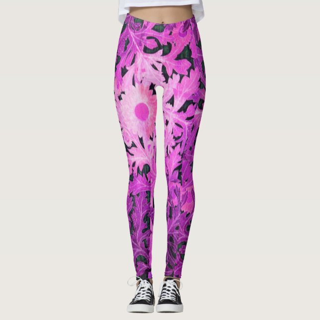 PINK LILA DAISY / MARGUERITE / MARGHERITA LEGGINGS (Vorderseite)