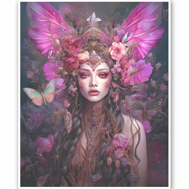 Pink Lila Fairy Queen Fantasy Art Aufkleber (Vorderseite)