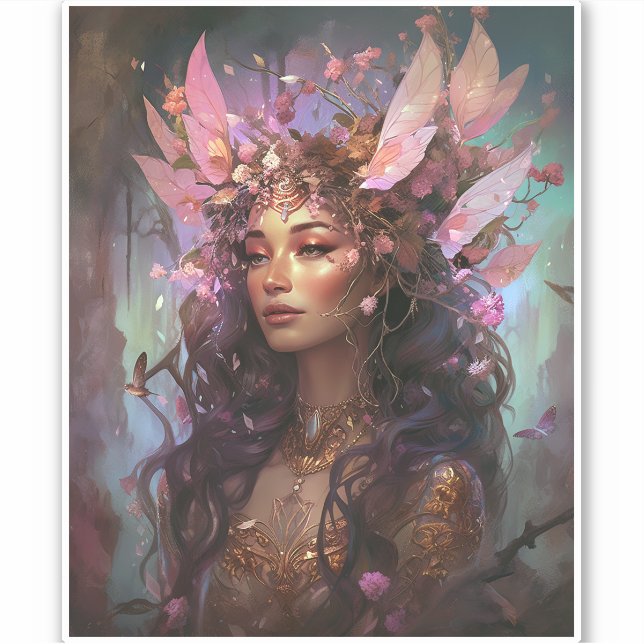 Pink Lila Fairy Queen Fantasy Art Aufkleber (Vorderseite)