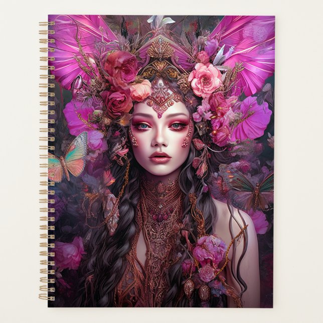Pink Lila Fairy Queen Fantasy Art Planer (Vorderseite)