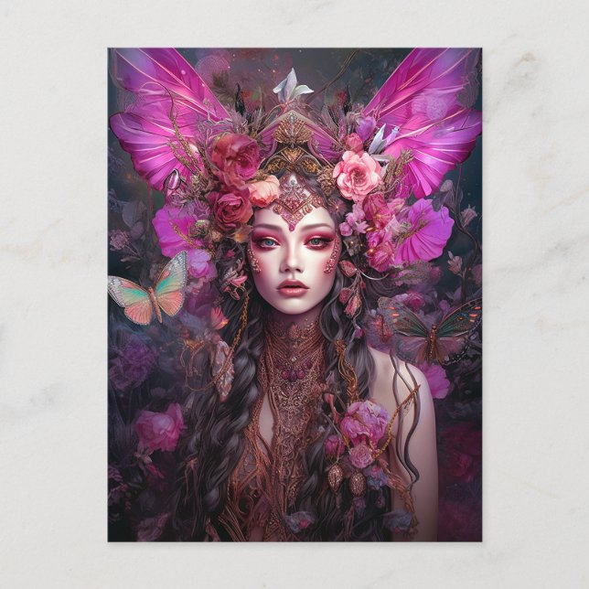 Pink Lila Fairy Queen Fantasy Art Postkarte (Vorderseite)
