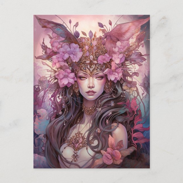 Pink Lila Fairy Queen Fantasy Art Postkarte (Vorderseite)